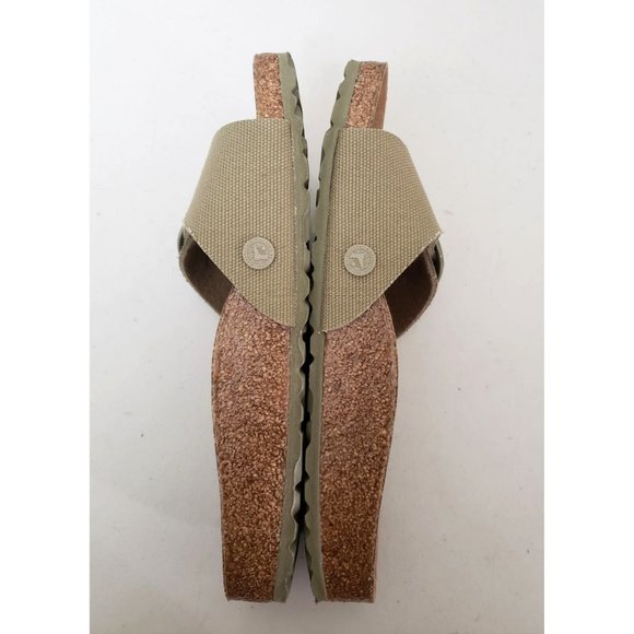 Birkenstock Madrid Big Buckle Sandals Vegan Textile Faded Khaki Narrow width - Picture 4 of 5